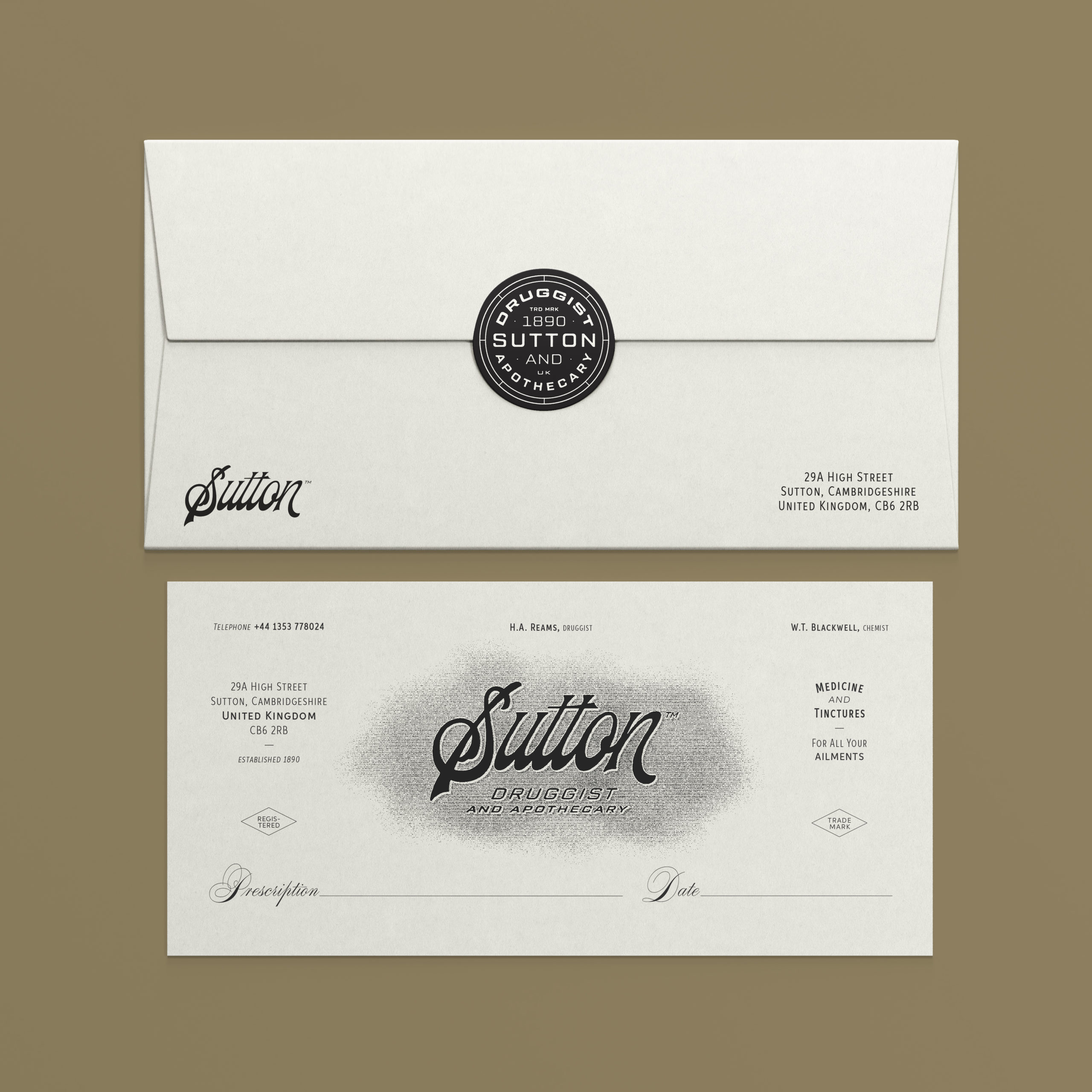 Sutton Envelope and Letter